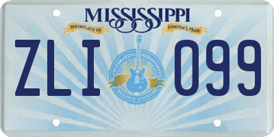 MS license plate ZLI099