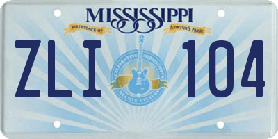 MS license plate ZLI104