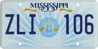 MS license plate ZLI106