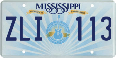 MS license plate ZLI113
