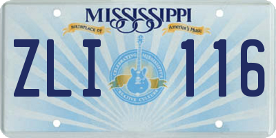 MS license plate ZLI116