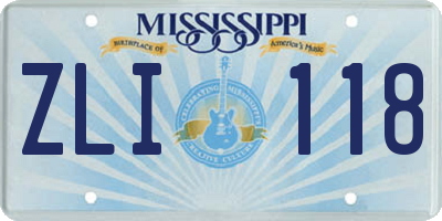 MS license plate ZLI118