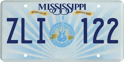 MS license plate ZLI122
