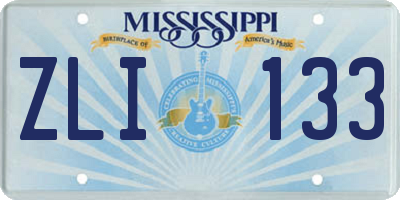 MS license plate ZLI133