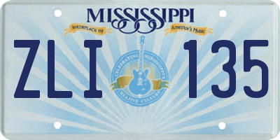 MS license plate ZLI135