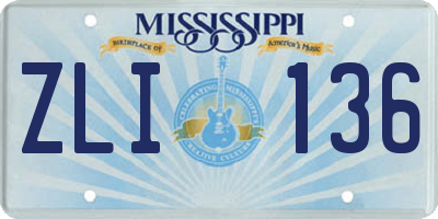 MS license plate ZLI136