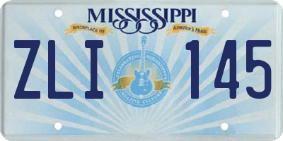 MS license plate ZLI145