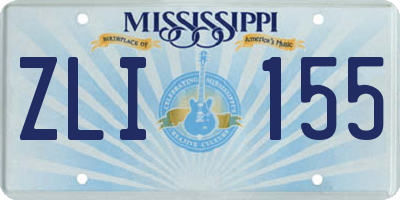 MS license plate ZLI155