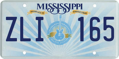 MS license plate ZLI165