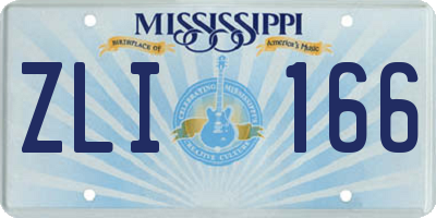 MS license plate ZLI166