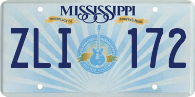 MS license plate ZLI172
