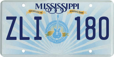 MS license plate ZLI180