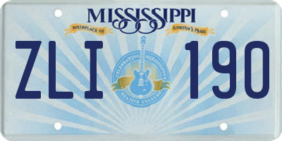 MS license plate ZLI190