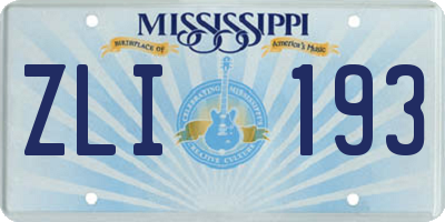 MS license plate ZLI193