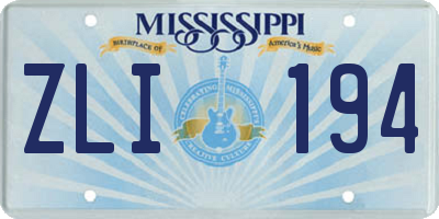 MS license plate ZLI194