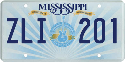 MS license plate ZLI201