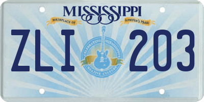 MS license plate ZLI203