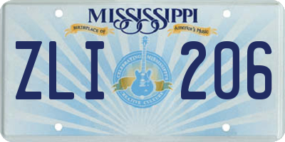 MS license plate ZLI206
