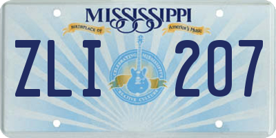 MS license plate ZLI207