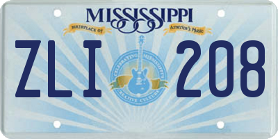 MS license plate ZLI208