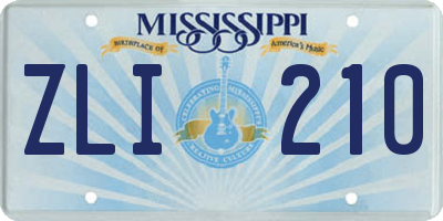 MS license plate ZLI210