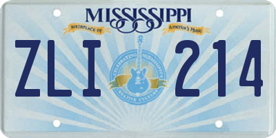 MS license plate ZLI214