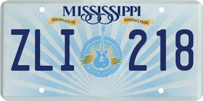 MS license plate ZLI218