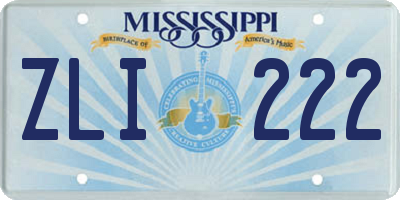 MS license plate ZLI222
