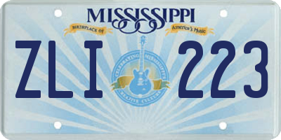 MS license plate ZLI223