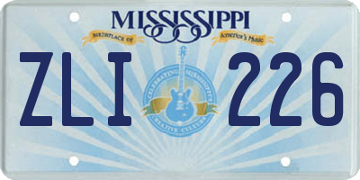 MS license plate ZLI226