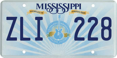 MS license plate ZLI228