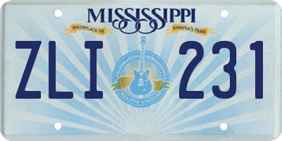 MS license plate ZLI231