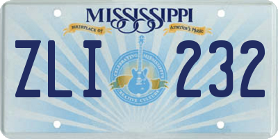 MS license plate ZLI232
