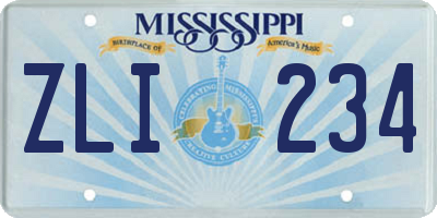 MS license plate ZLI234