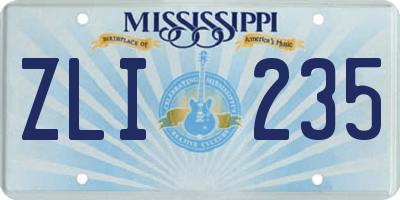 MS license plate ZLI235