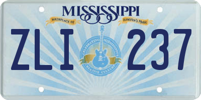 MS license plate ZLI237
