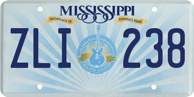 MS license plate ZLI238