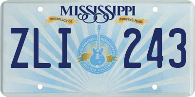 MS license plate ZLI243