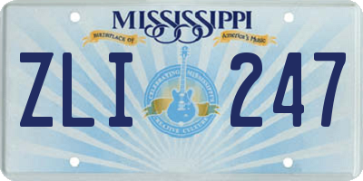 MS license plate ZLI247