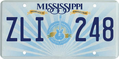 MS license plate ZLI248