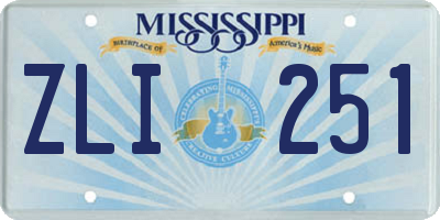 MS license plate ZLI251