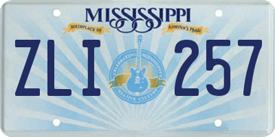 MS license plate ZLI257