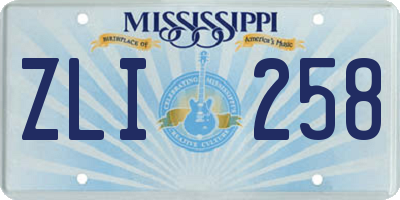 MS license plate ZLI258