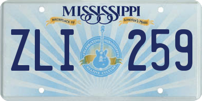 MS license plate ZLI259