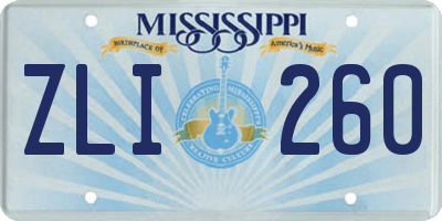 MS license plate ZLI260