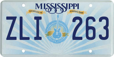 MS license plate ZLI263