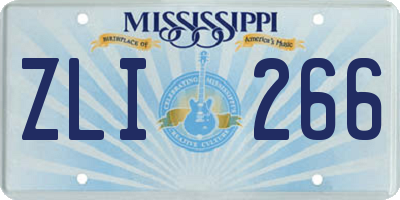 MS license plate ZLI266