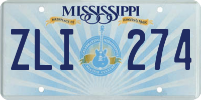 MS license plate ZLI274