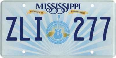 MS license plate ZLI277