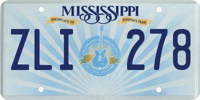 MS license plate ZLI278